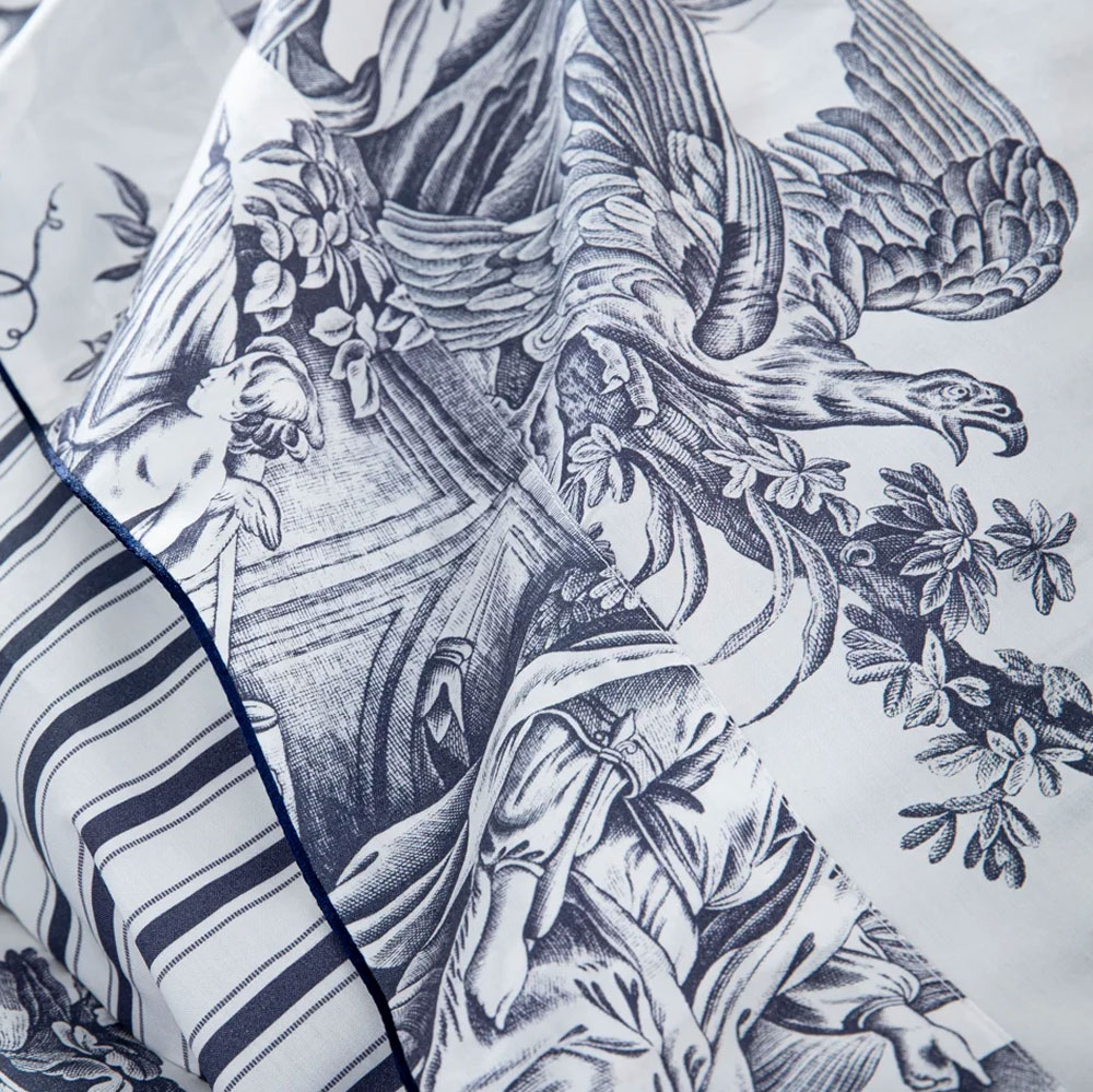 Drap housse 4 Continents Blanc/Bleu Anne de Solène