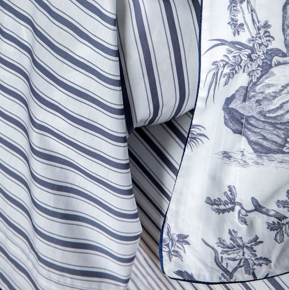 Drap housse 4 Continents Blanc/Bleu Anne de Solène