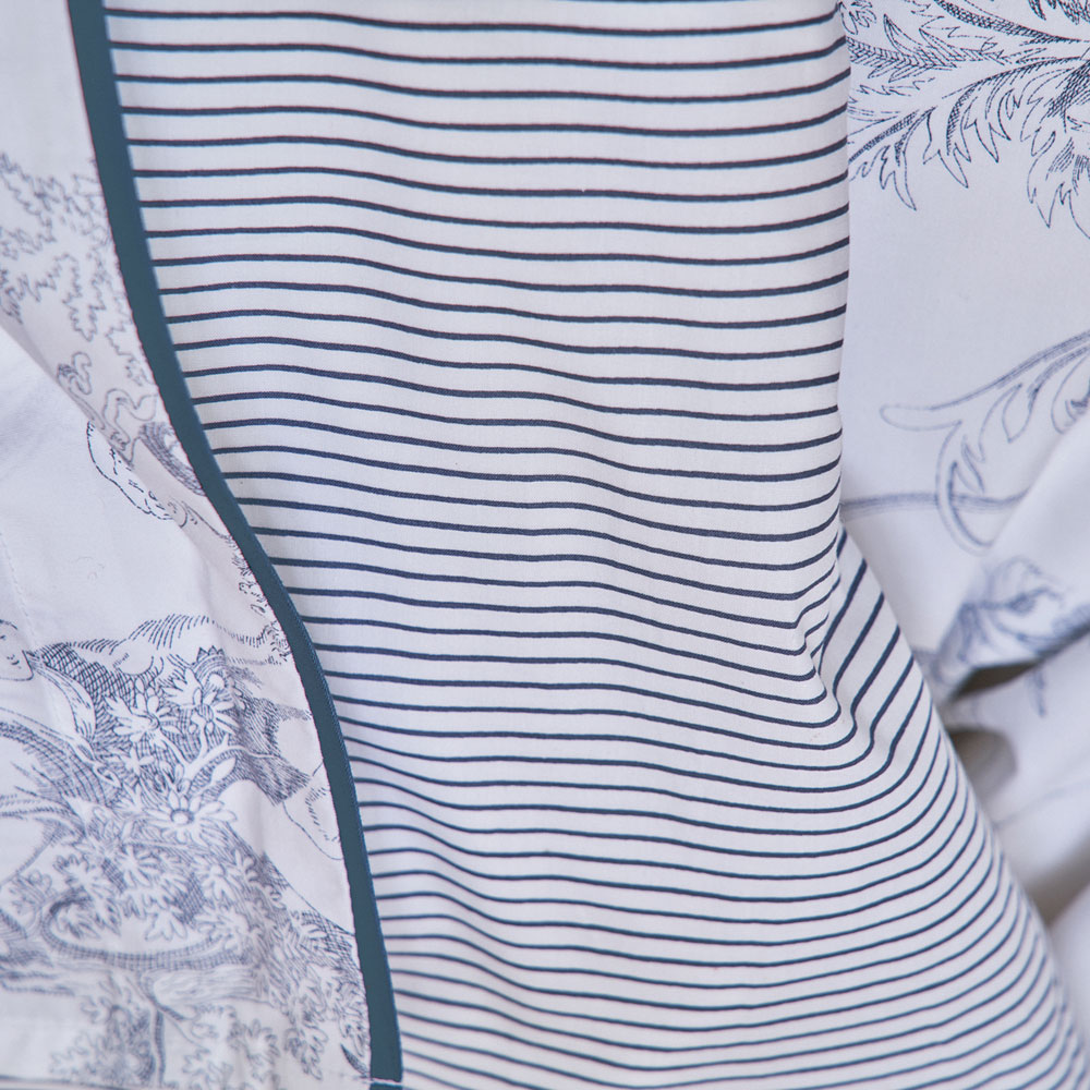 Drap housse Promise Blanc/Gris Anne de Solène