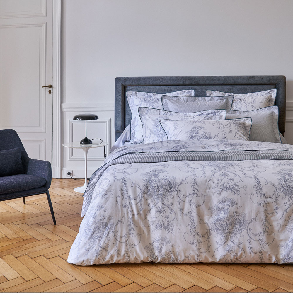 Drap housse Promise Blanc/Gris Anne de Solène