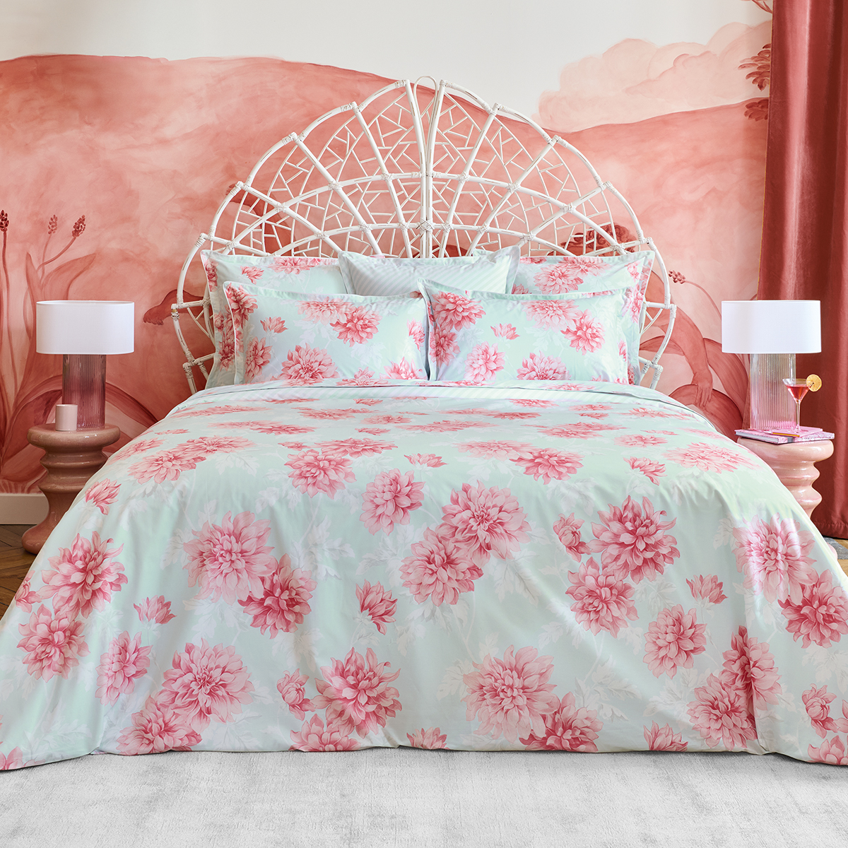 Housse de couette Cock­tail Menthe Anne de Solène