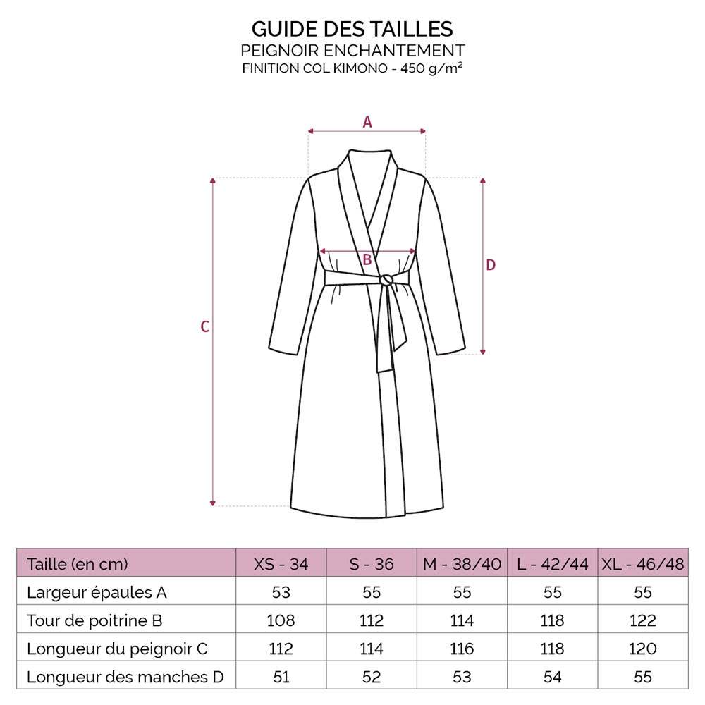 Peignoir Kimono Enchantement Violet Anne de Solène
