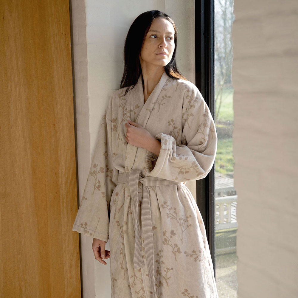 Peignoir Kimono Minimaliste Beige Anne de Solène