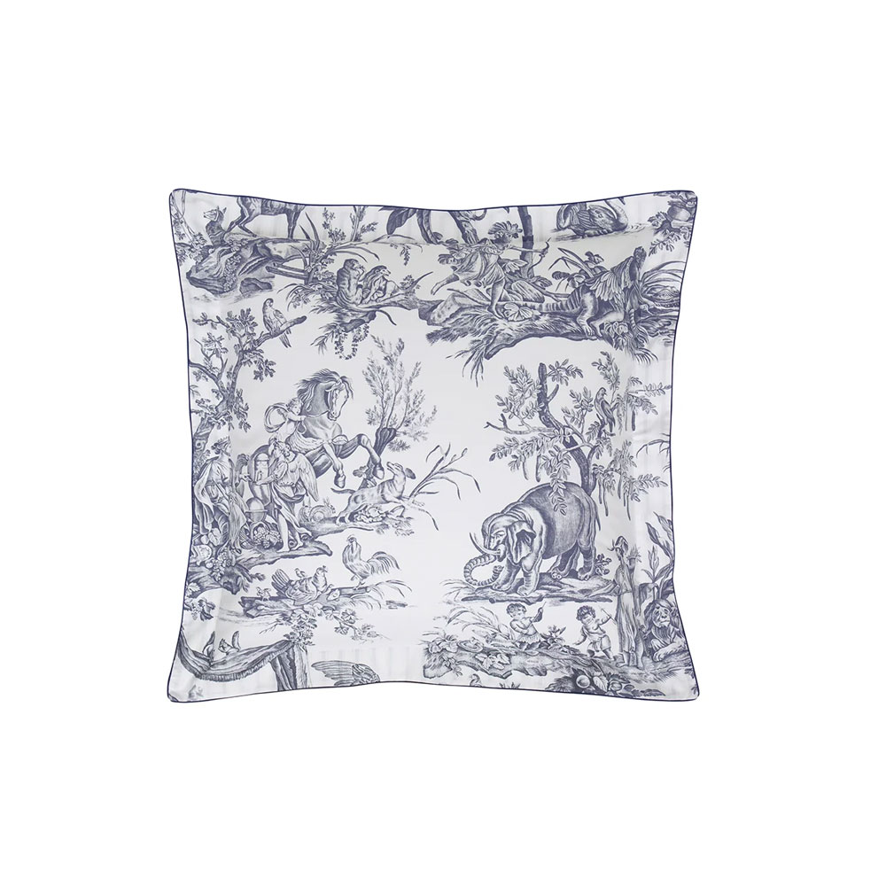 Taie d’oreiller 4 Continents Blanc/Bleu Anne de Solène