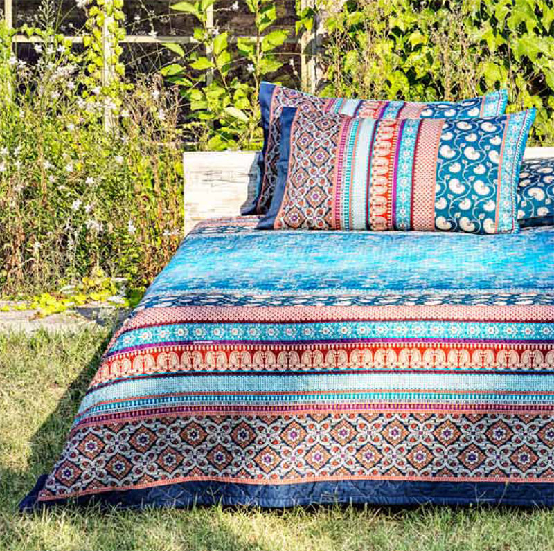 Couvre-lit Matelassé Bassetti Granfoulard - Coton Pur - Imprimé Paisley - Taille Lit Double - Fabriqué En Italie