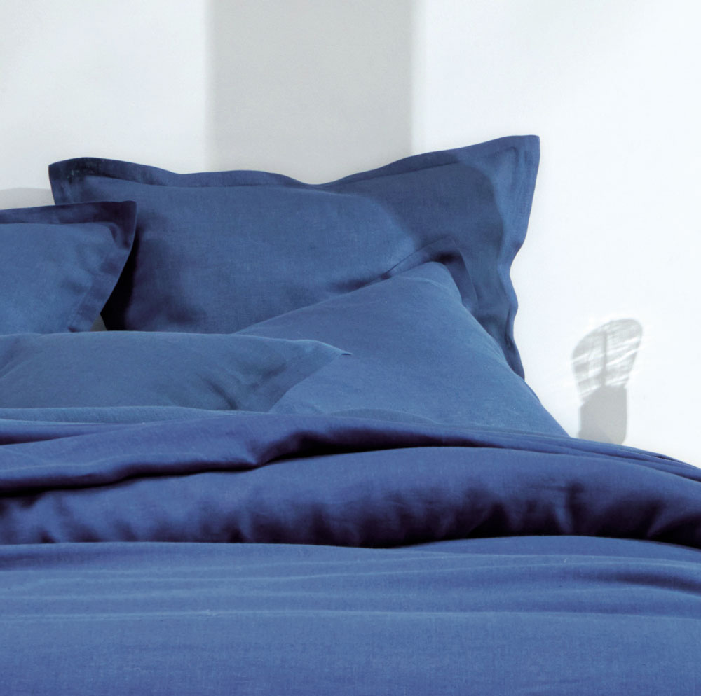 Drap housse Bleu Marine Blanc des Vosges