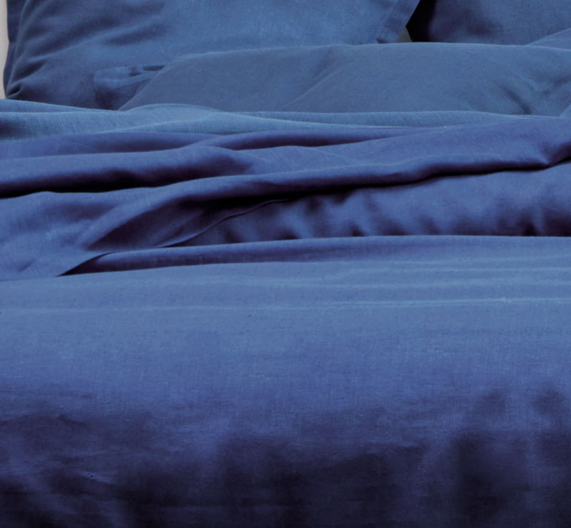 Drap housse Bleu Marine Blanc des Vosges