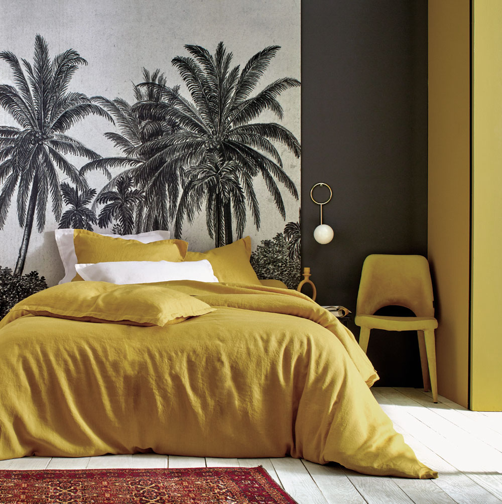 Drap housse Louxor Curry Blanc des Vosges