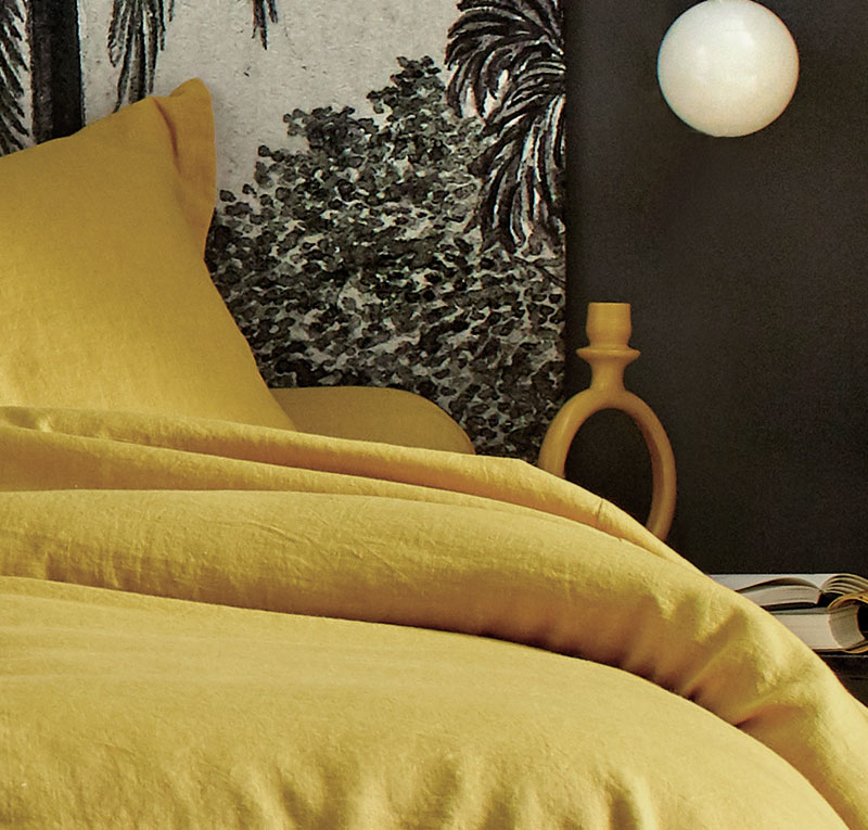 Drap housse Louxor Curry Blanc des Vosges