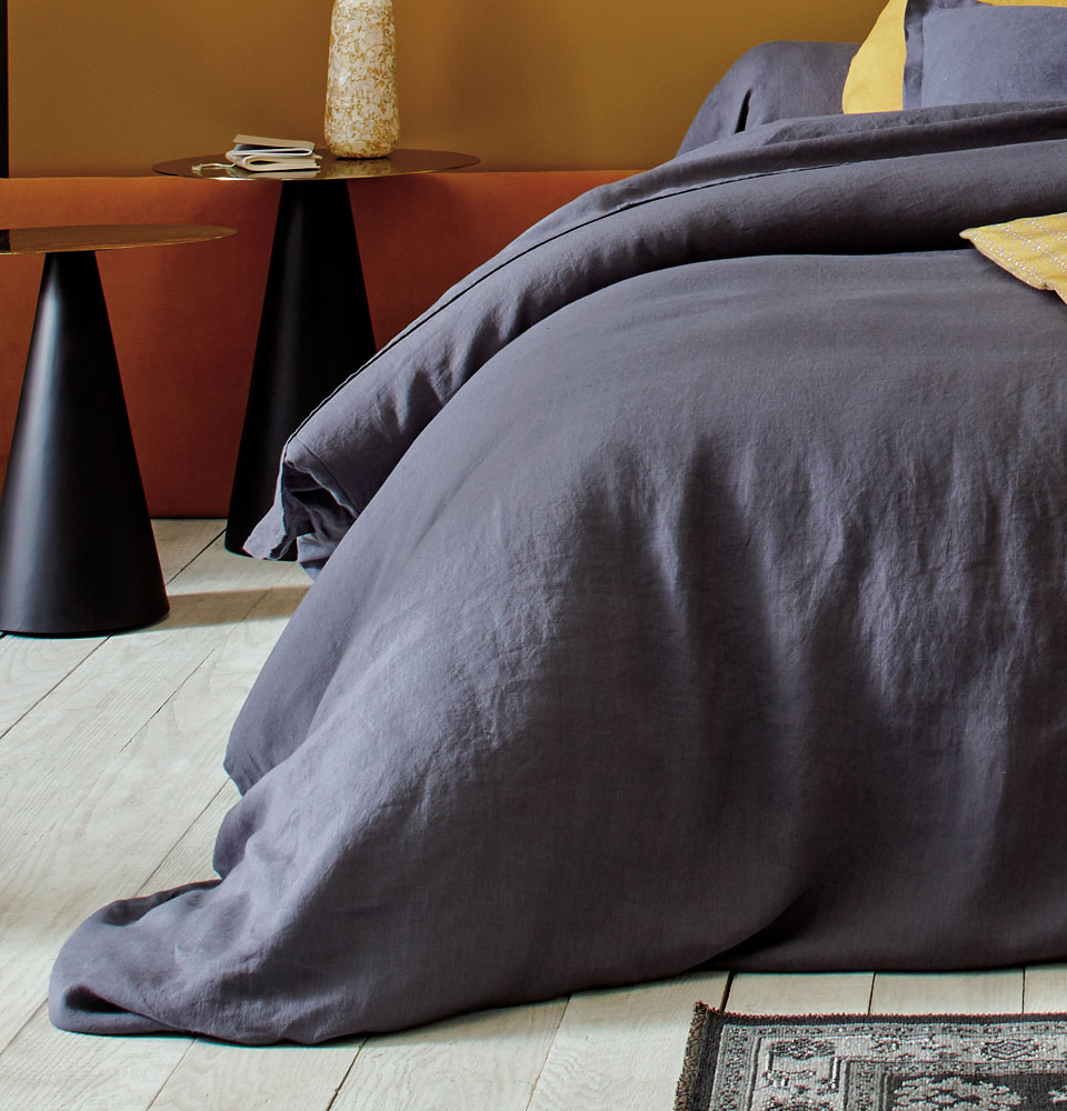 Drap housse Louxor Graphite Blanc des Vosges