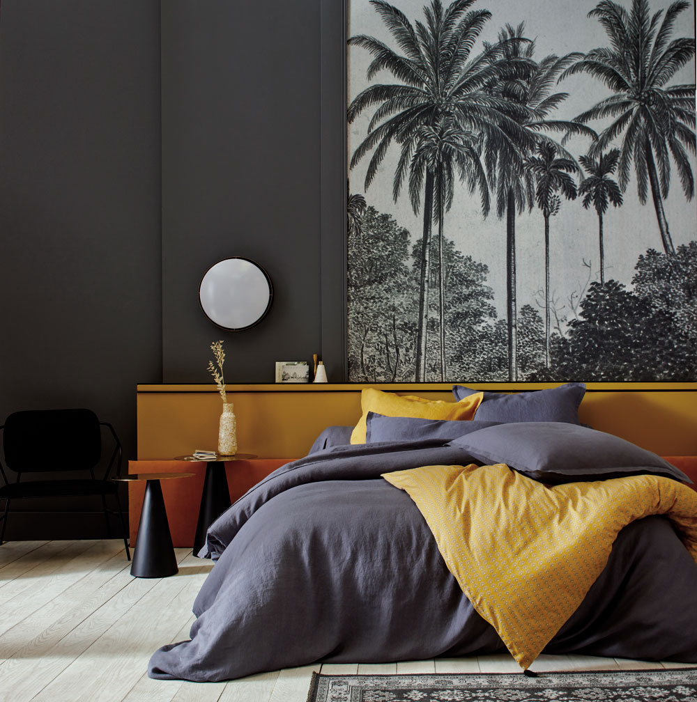 Drap housse Louxor Graphite Blanc des Vosges