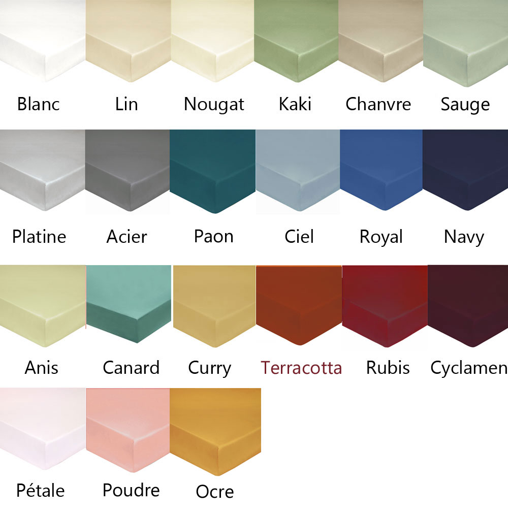 Drap housse Percale 21 coloris Blanc des Vosges