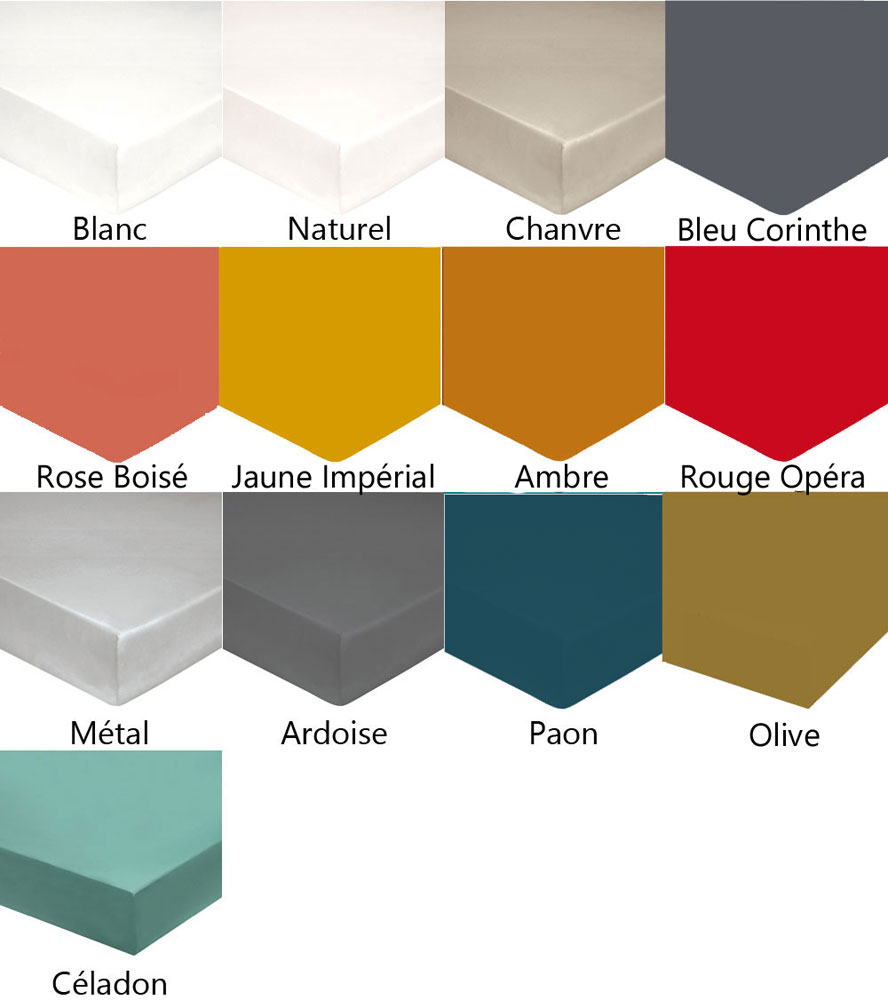 Drap housse Satin 13 coloris Blanc des Vosges