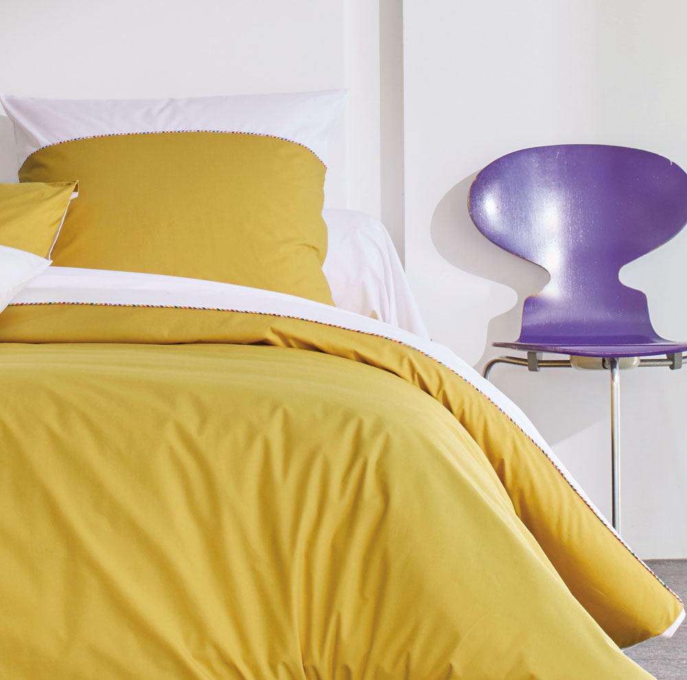 Drap plat Duo Ocre Blanc des Vosges