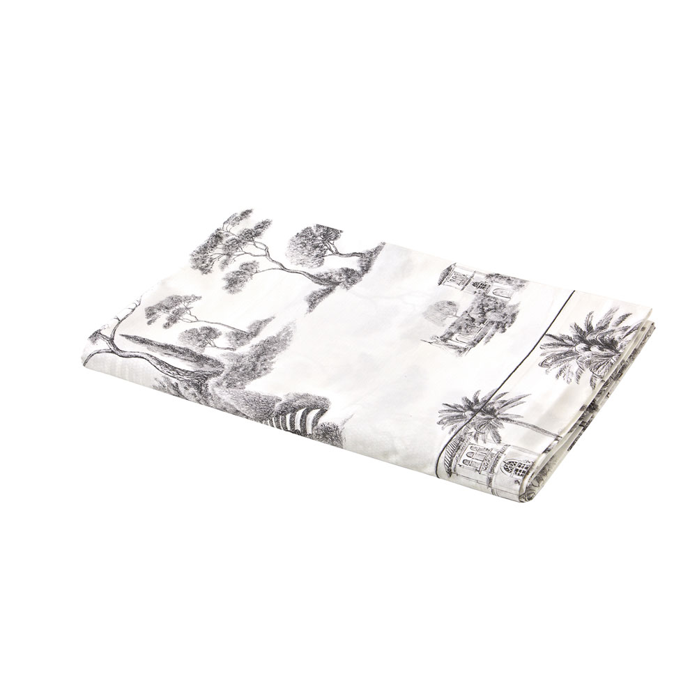 Drap plat Prome­nade Graphite Blanc des Vosges