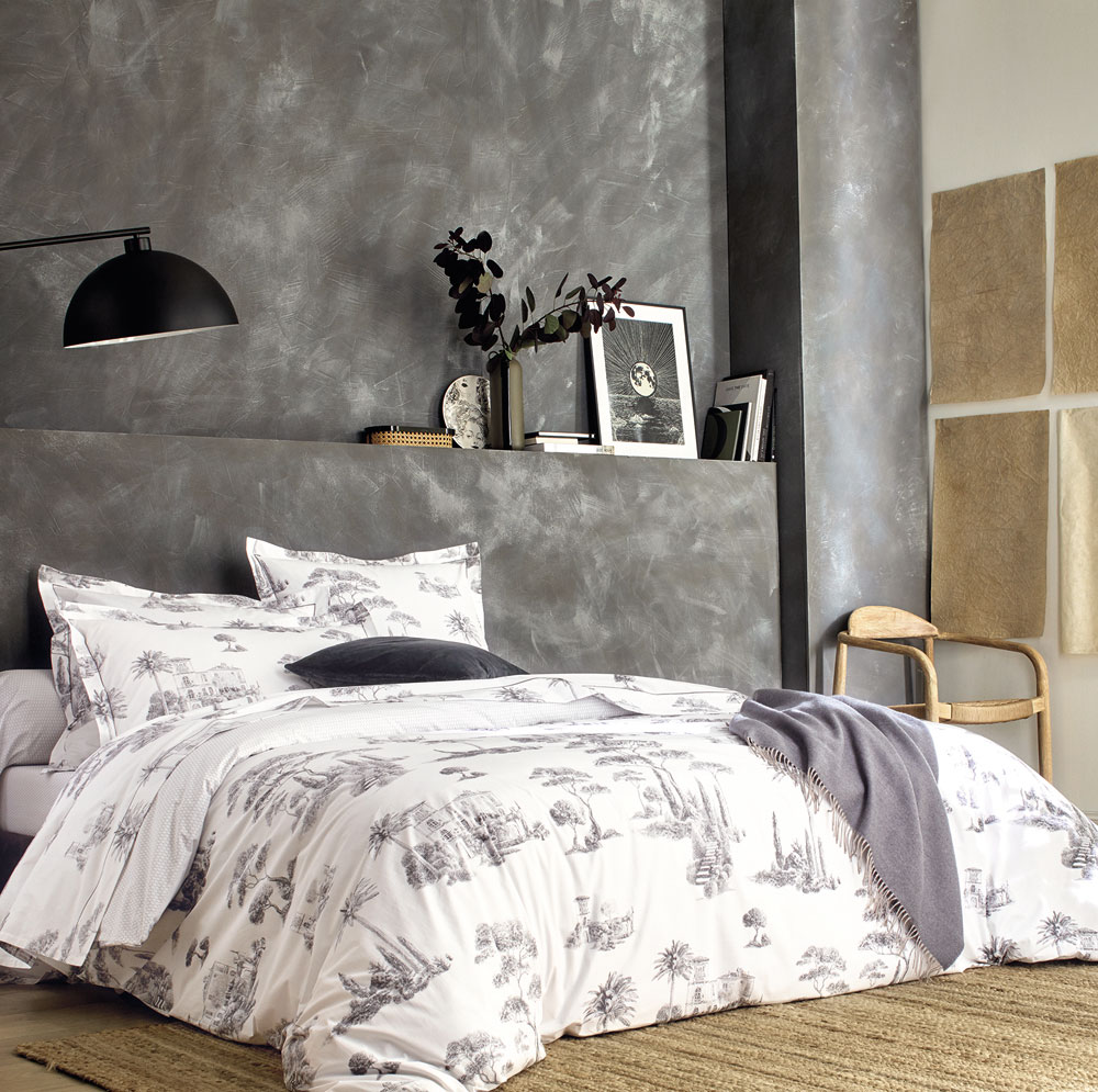 Housse de couette Prome­nade Graphite Blanc des Vosges