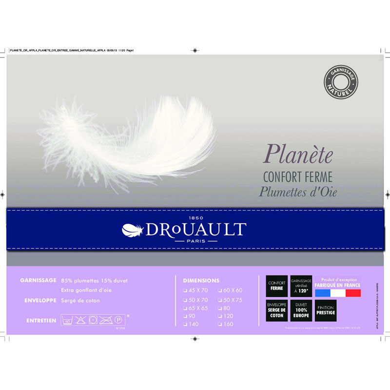 Oreiller Planète 15% Duvet FERME Drouault