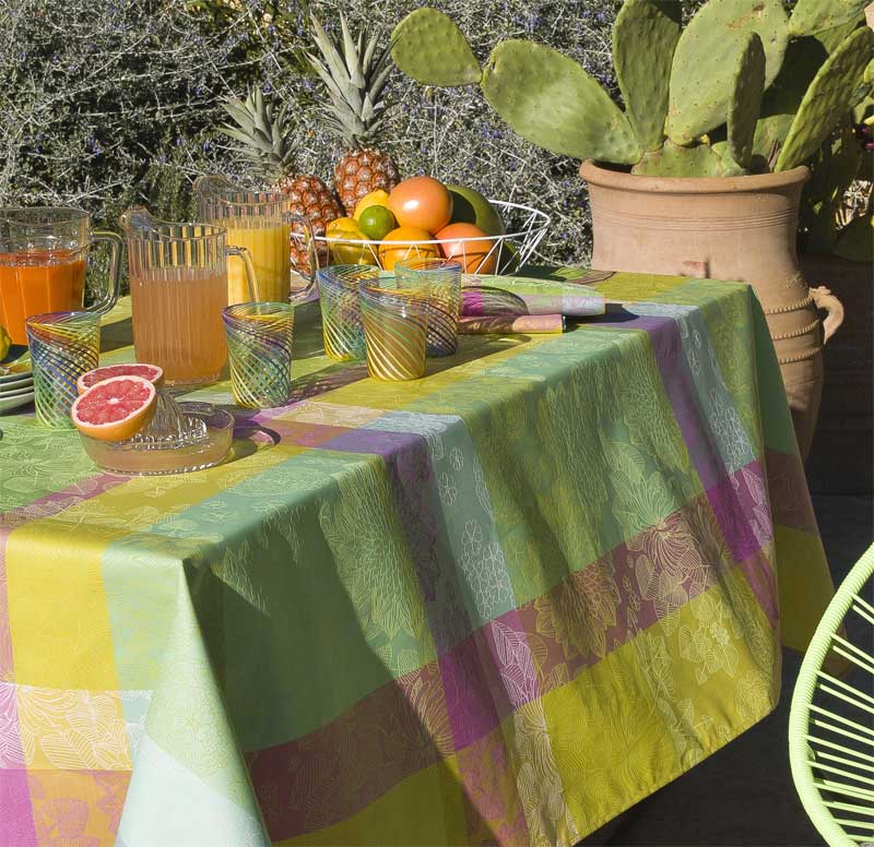 Nappes enduites marie galante citron Jacquard Français