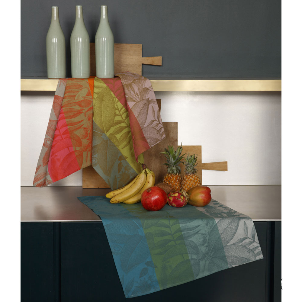 4 Torchons Fruits Exotiques 3 col. Le Jacquard Français