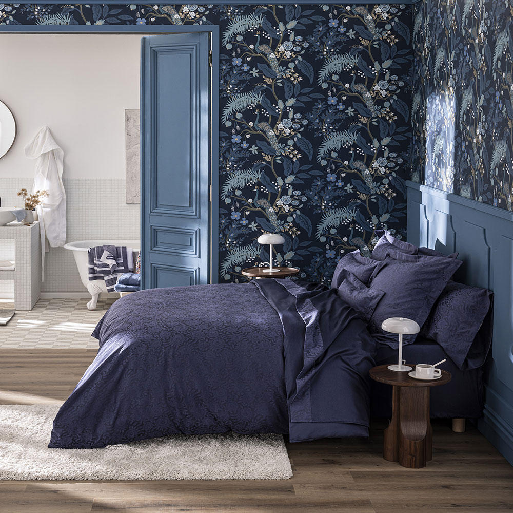 Drap housse Flora Encre Le Jacquard Français