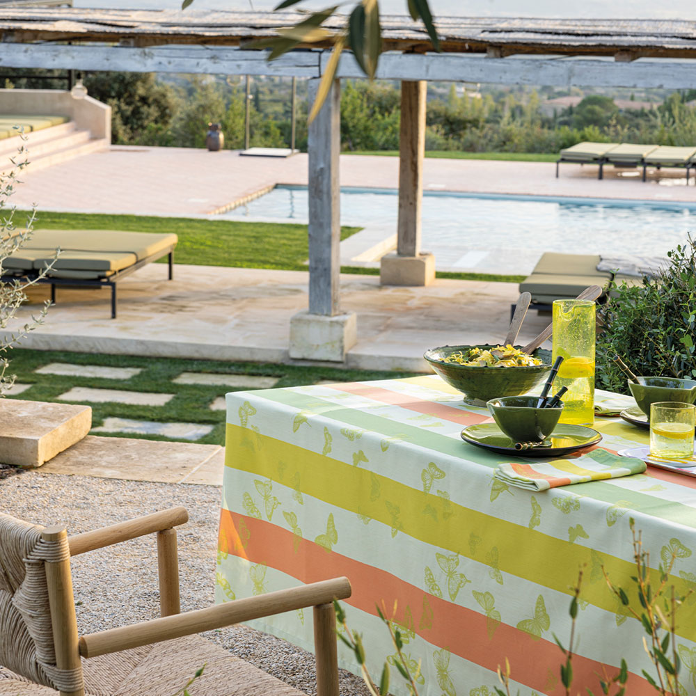 Nappes enduites Bal des Papillons Citrus Le Jacquard Français