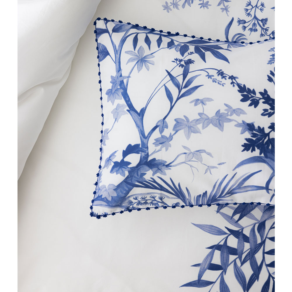 Taie d’oreiller Jardin d’Eden Indigo Le Jacquard Français