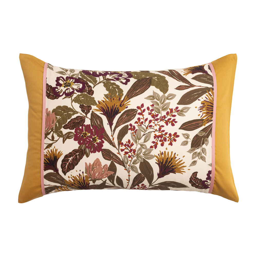 Taie d’oreiller Panache de Fleurs Miel Le Jacquard Français