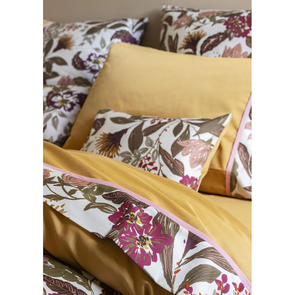 Taie d’oreiller Panache de Fleurs Miel Le Jacquard Français