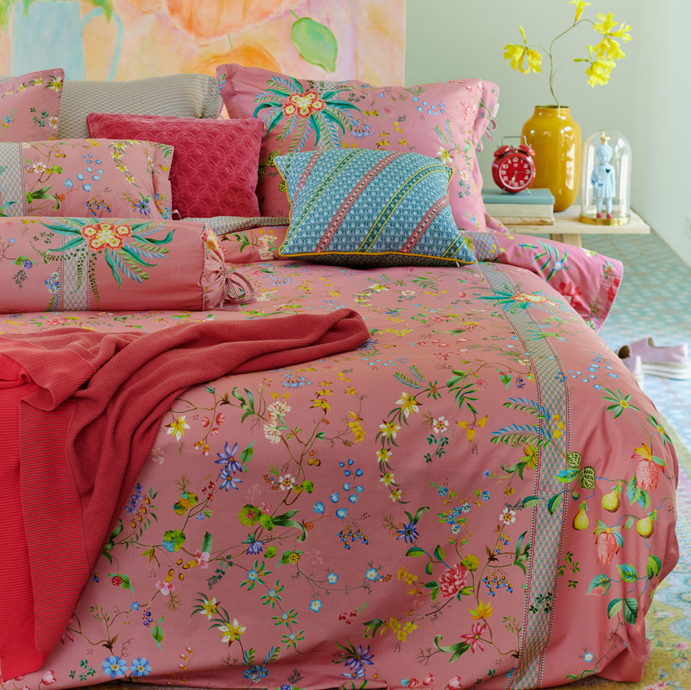 pip studio housse de couette taies percale Petites Fleurs rose