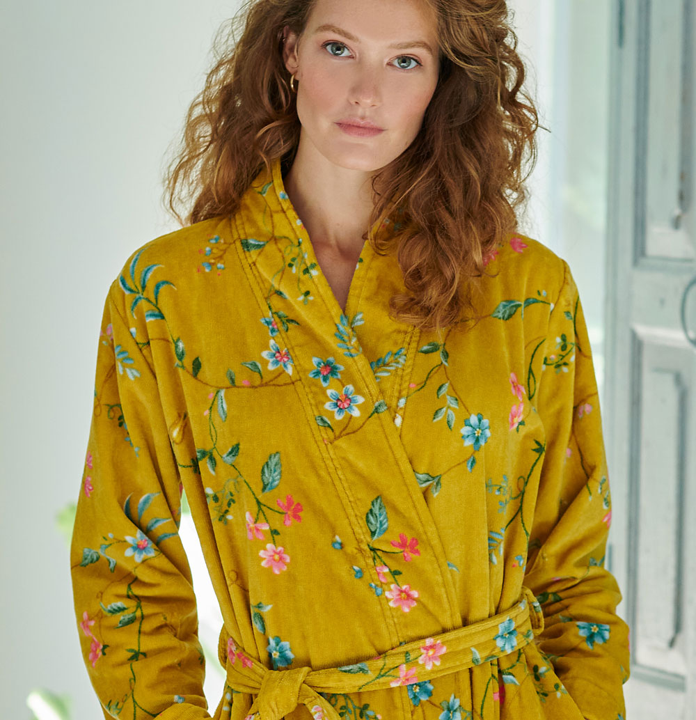 Peignoir Kimono Les Fleurs Yellow Pip Studio