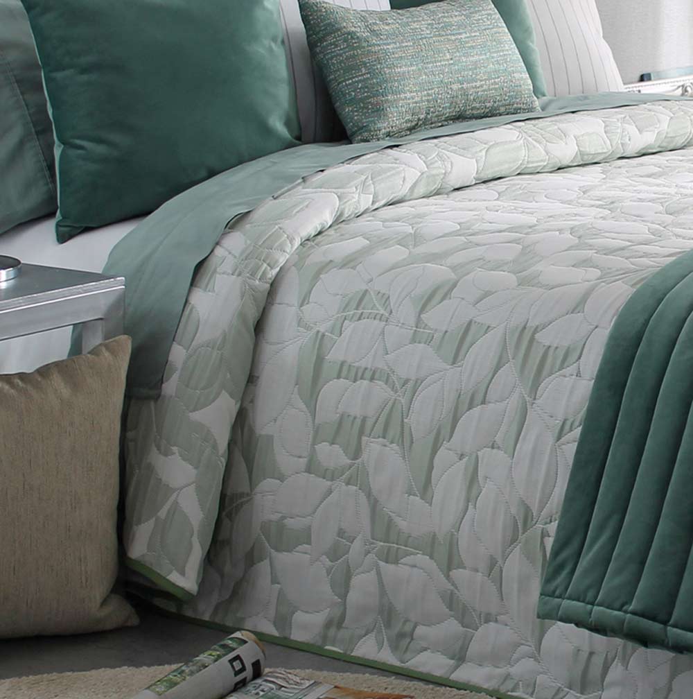 Couvre-lit Linneo 135 Cm Vert – Jacquard Réversible, Bordure Large – 90% Polyester, 10% Coton – Déco Chambre élégante, Mi-saison – Housse De Couette Non Incluse - 6
