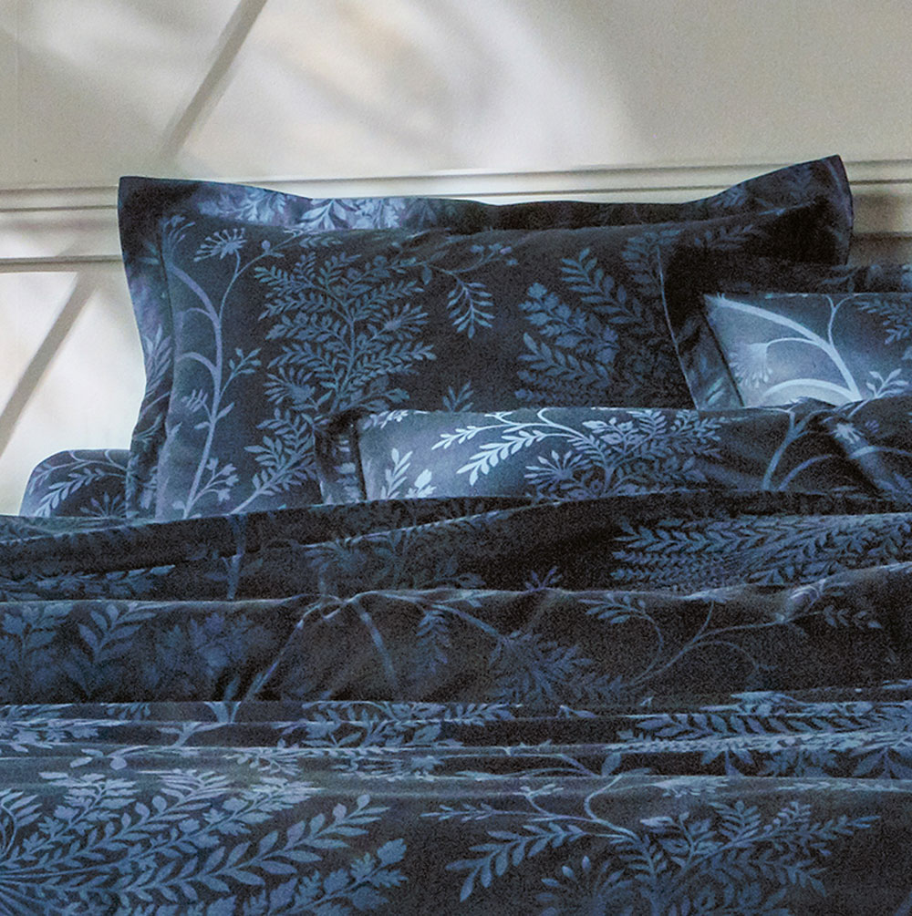 Taies Palmyre Bleu Nuit Sanderson