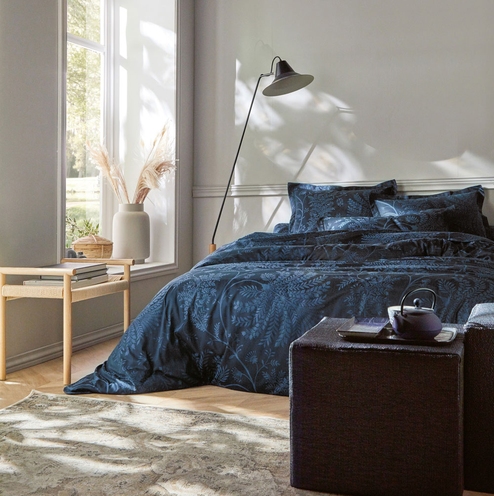 Taies Palmyre Bleu Nuit Sanderson