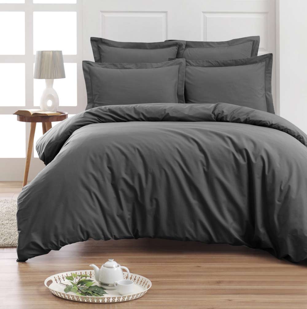 Drap housse Percale Anthracite Sensei