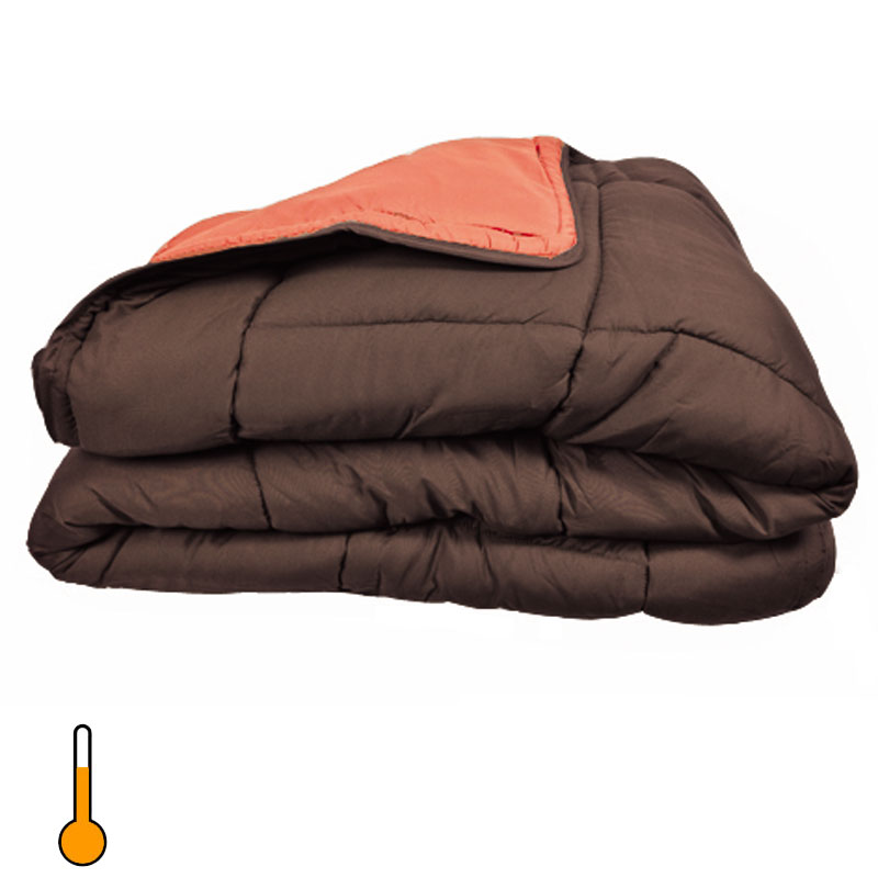Couette cocoon bico­lore 400 gr choco/corail toison d’or