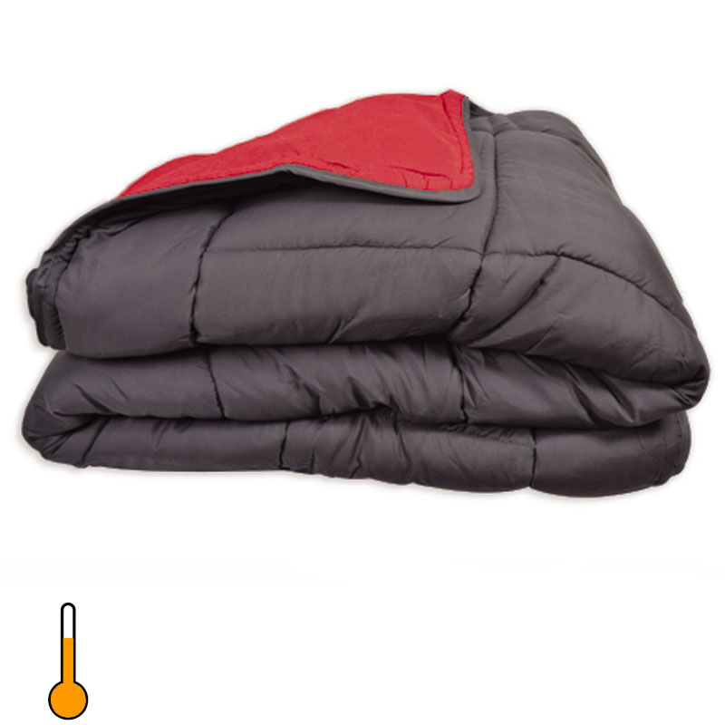 Couette cocoon bico­lore 400 gr gris/rouge toison d’or
