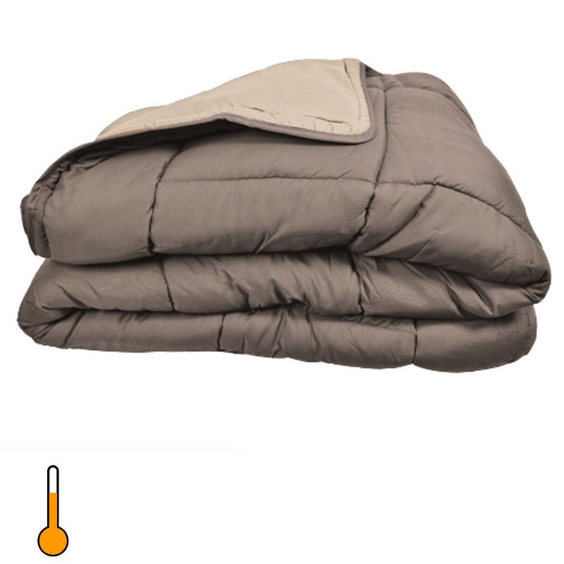 Couette cocoon bico­lore 400 gr taupe/lin toison d’or
