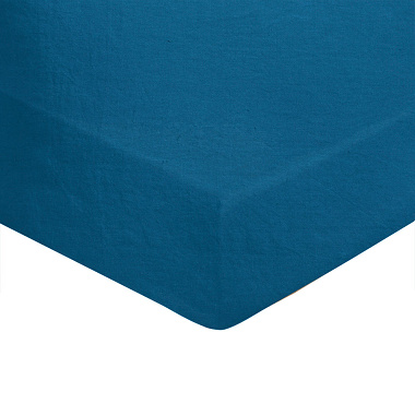 Drap housse Louxor Bleu paon Blanc des Vosges