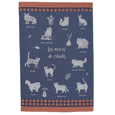 6 torchons les races de chats Coucke