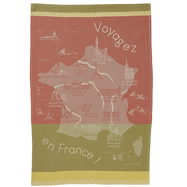 6 torchons Voya­gez en France Rouge Coucke