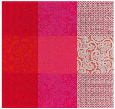 4 serviettes de table Fleurs de Kyoto cerise Jacquard Français