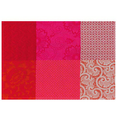 4 sets de table enduits Fleurs de Kyoto cerise Jacquard Français