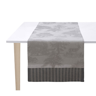 Chemin de table Souve­raine Argent Jacquard Français