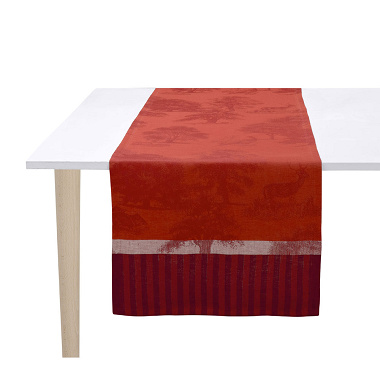 Chemin de table Souve­raine Carmin Jacquard Français