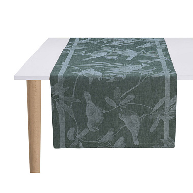 Chemin de table Volière Green Jacquard Français