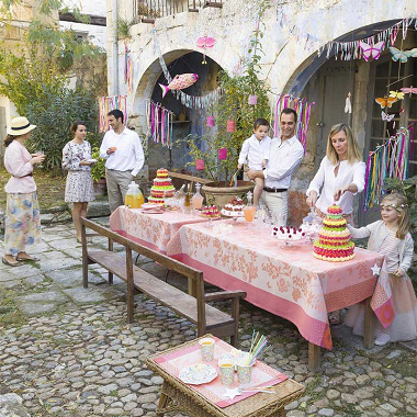 Nappes Asia mood rose thé Jacquard Français