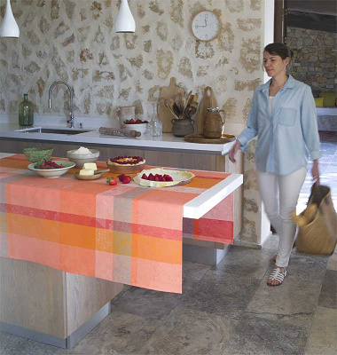 Nappes enduites Marie galante mangue Jacquard Français