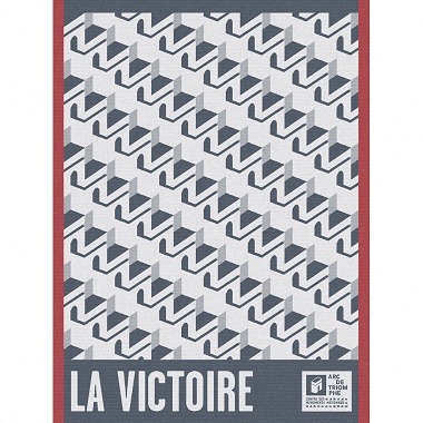 Torchon Arc Victoire Bleu Jacquard Français
