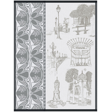 Torchon Carnet de Paris Bitume Jacquard Français