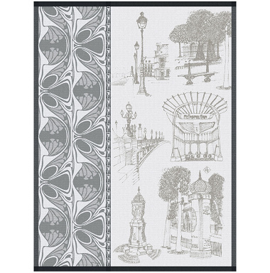 Torchon Carnet de Paris Bitume Jacquard Français